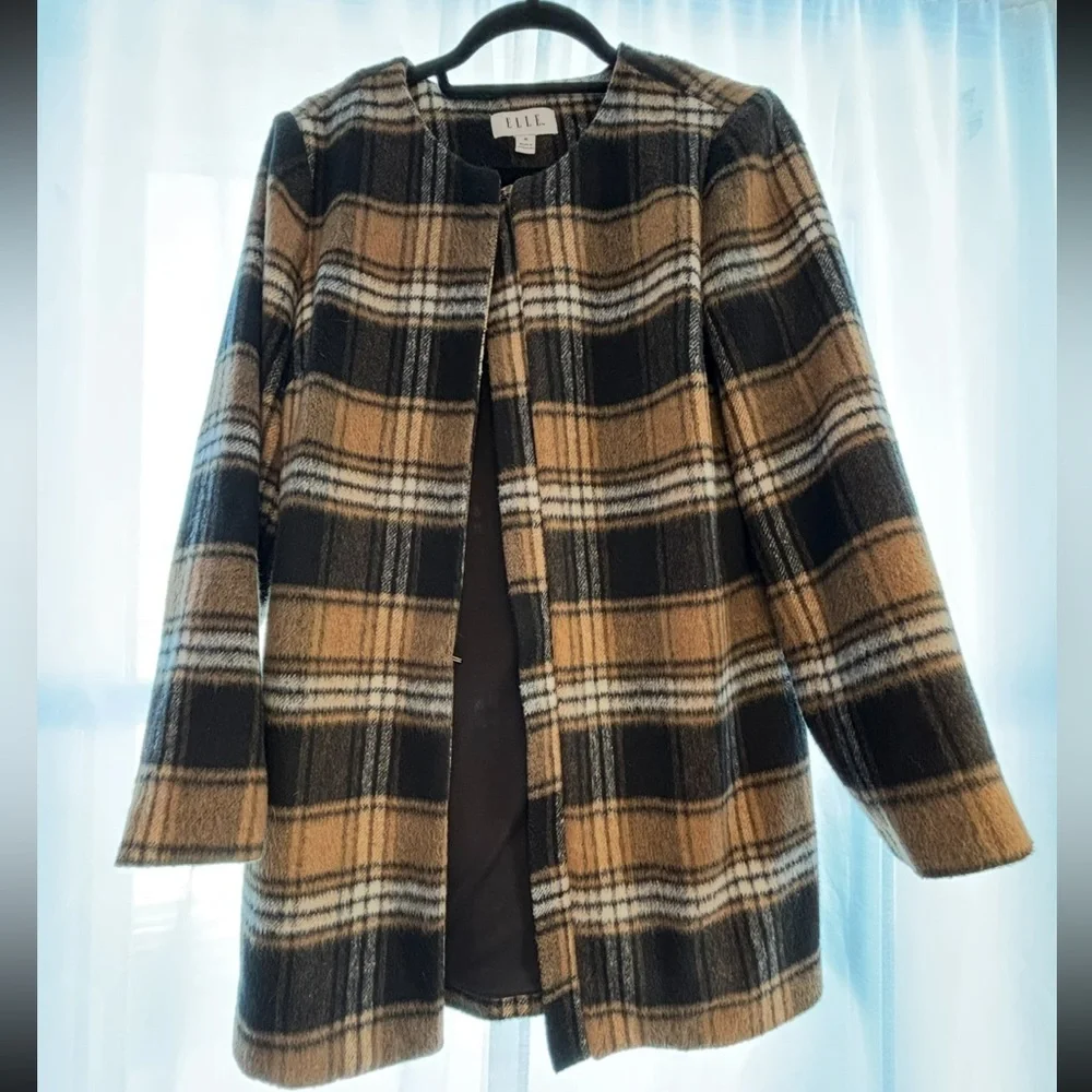 Plaid Women's Jacket - Black and Brown ELLE FASHION BRAND - Picture 8 of 10